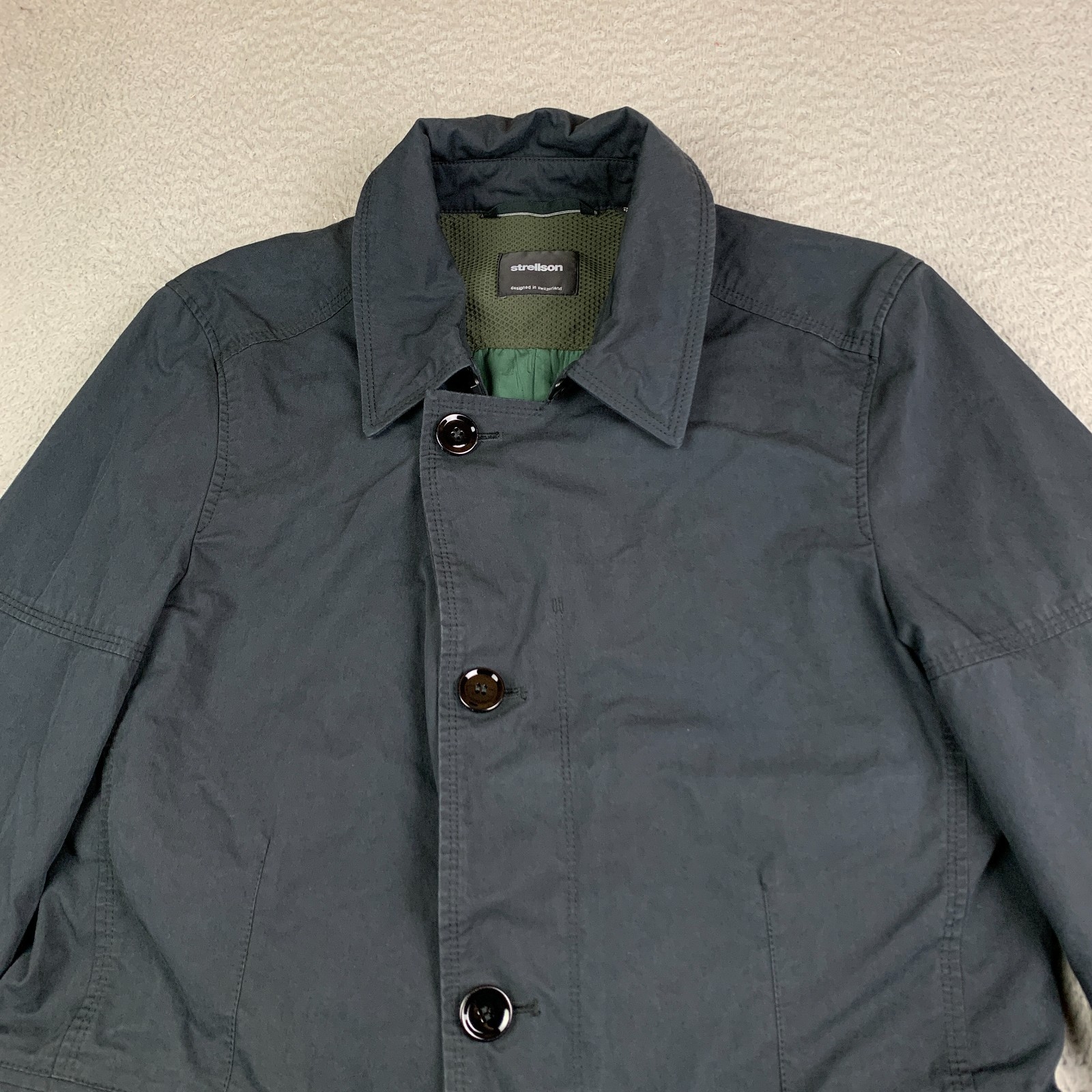 Strellson Coat Mens 50 Cargo Pockets Utility Jacket Button Closure (Dark Blue)