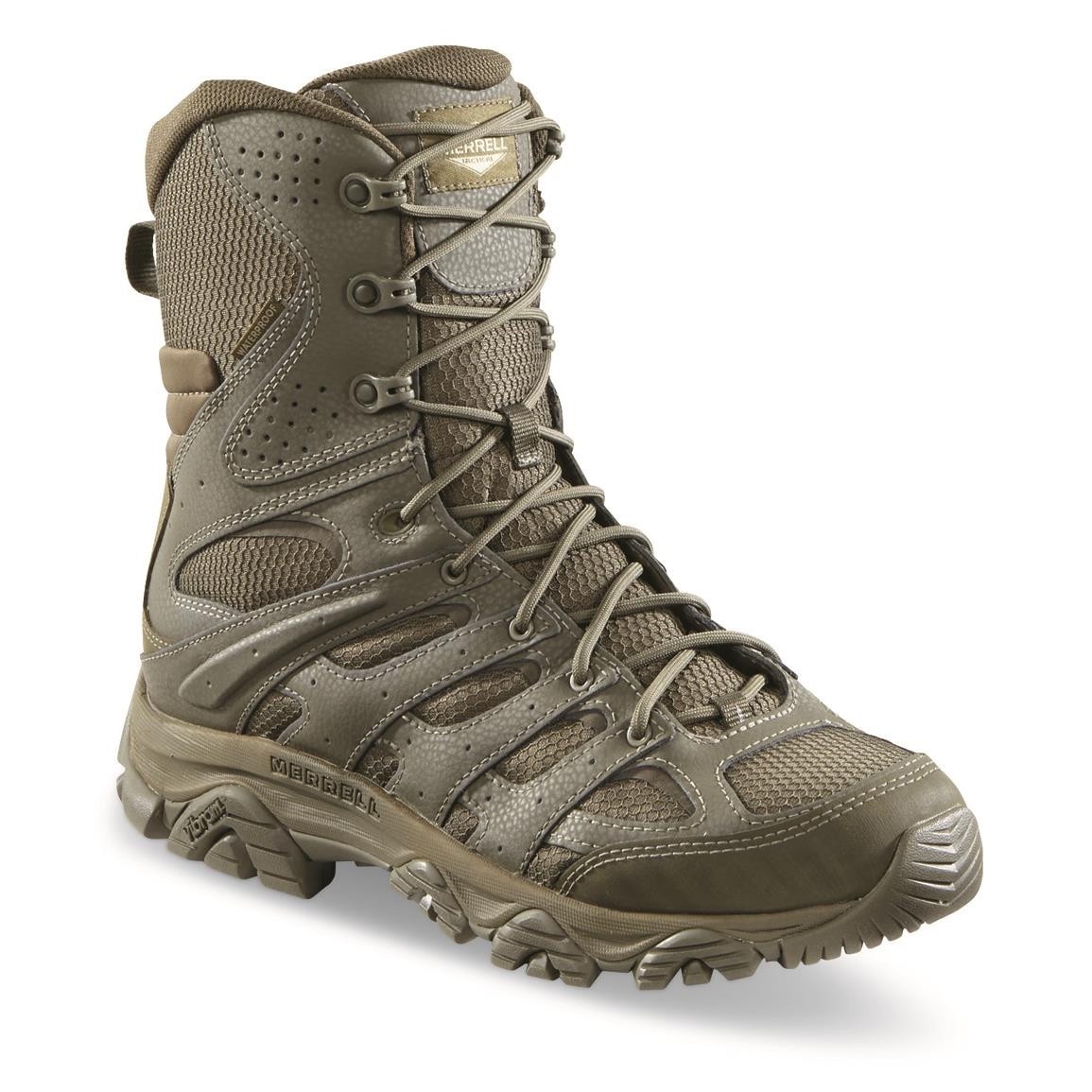 Merrell Men’s Moab 3 8″ Tactical Zip Waterproof Olive Boot