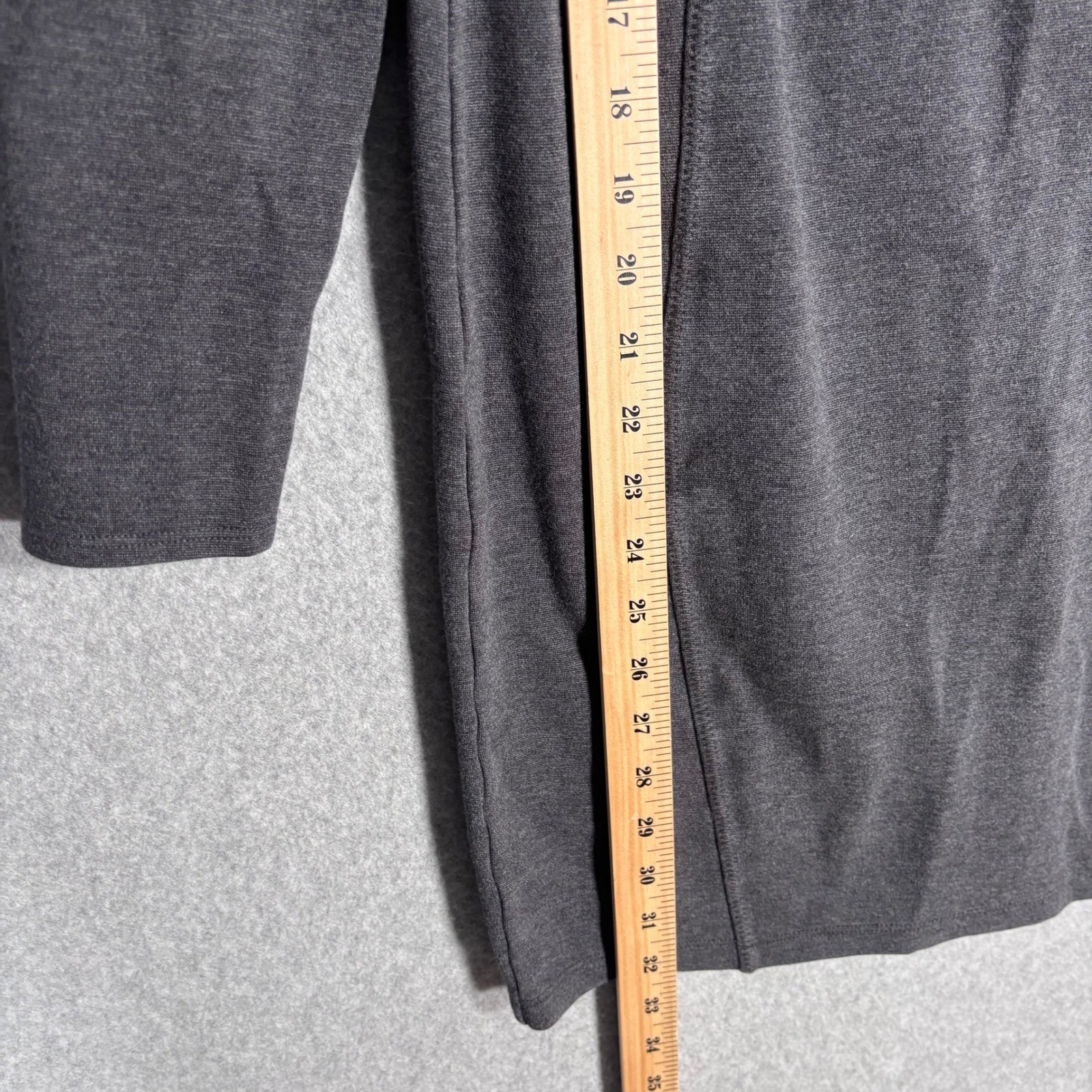 Athleta Illusion Mini Dress Charcoal Ponte Knit Cotton Modal Lagenlook Comfort