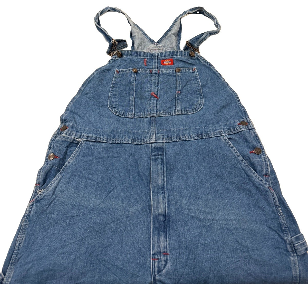 Dickies Blue Denim Cotton Overalls 38×32 (41×30.5) Construction Mechanic Worker