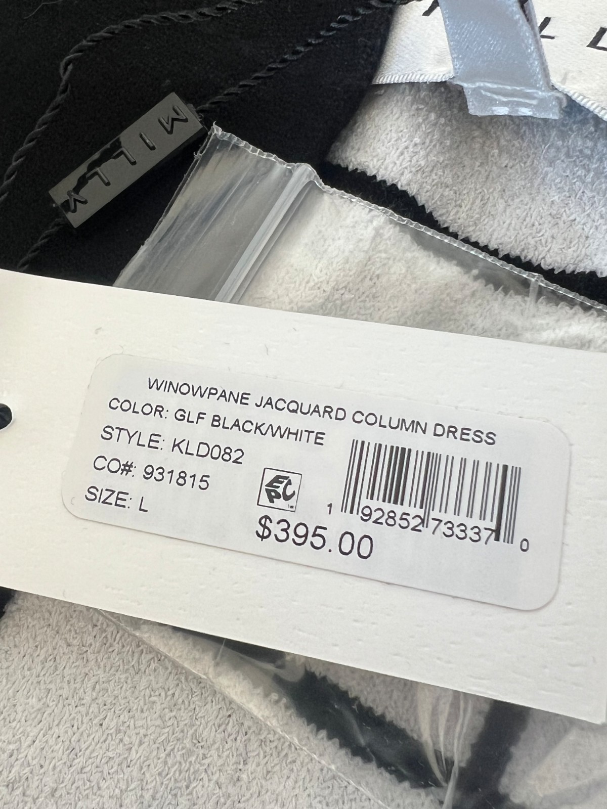 Milly Jacquard Windowpane Column Dress in Black/ White Size Large – New w/ Tags