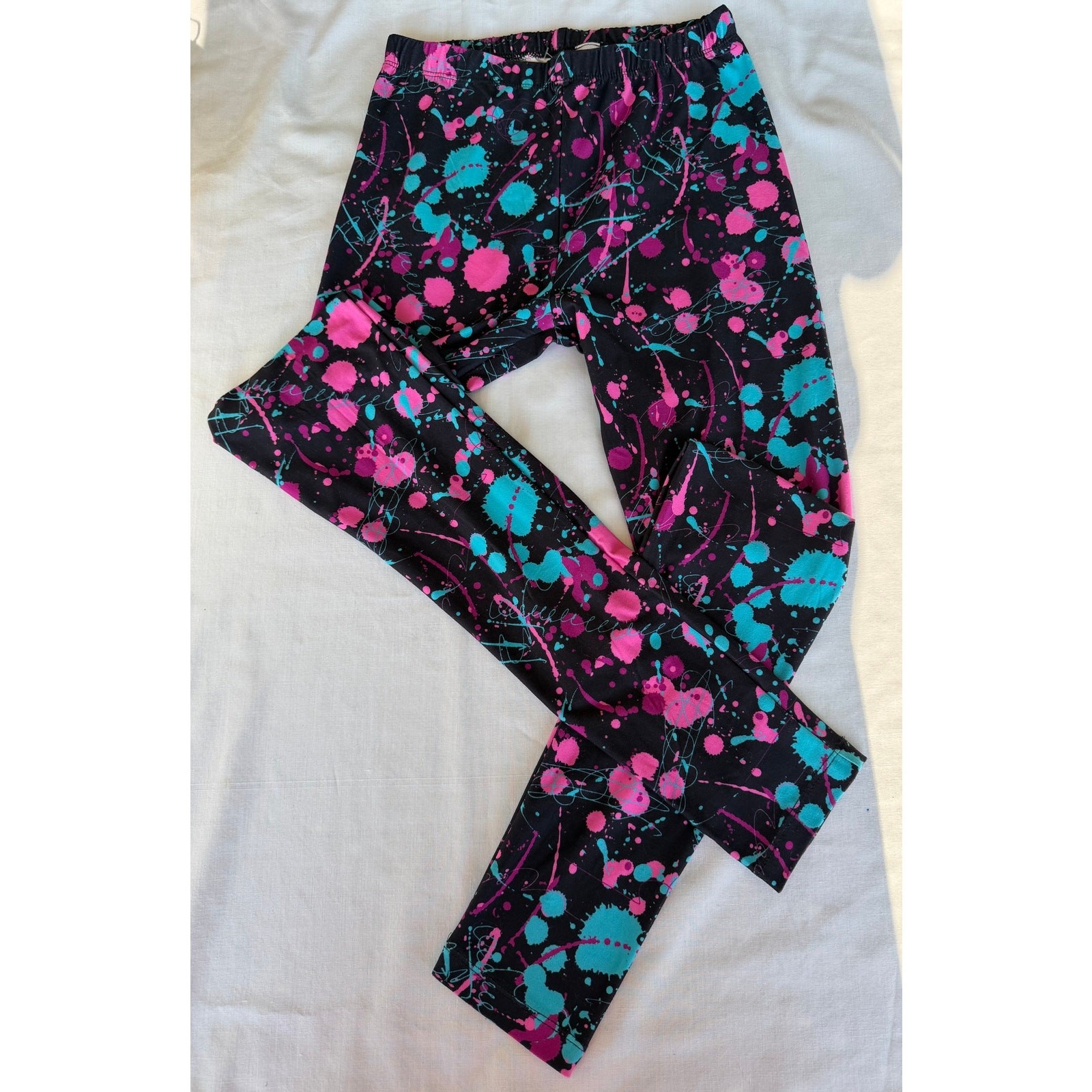 Y2K Retro Sissycos NWT Black Artistic Splash 80s 90s Funky Graffiti Leggings S