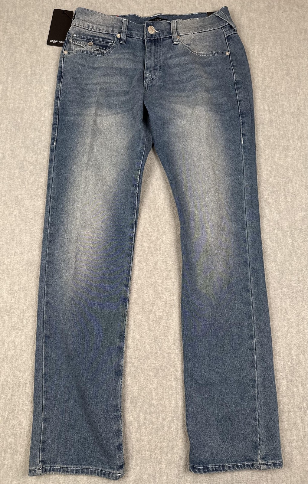 True Religion Ricky SN Flap Jeans Mens 30×34 Blue Relaxed Straight Stretch Denim