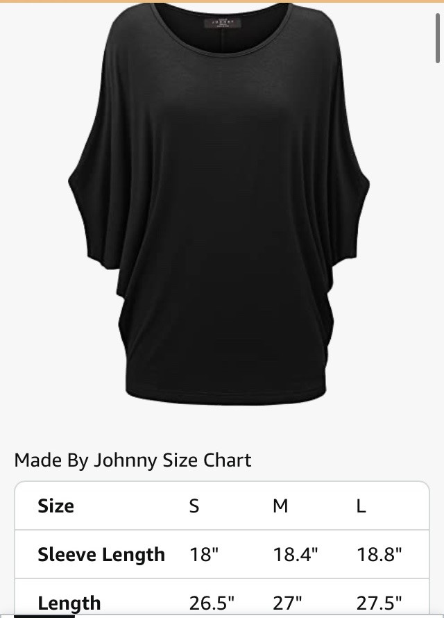Made by Johnny Women’s Scoop Neck Half Sleeve Batwing Dolman Rayon Top Black Med