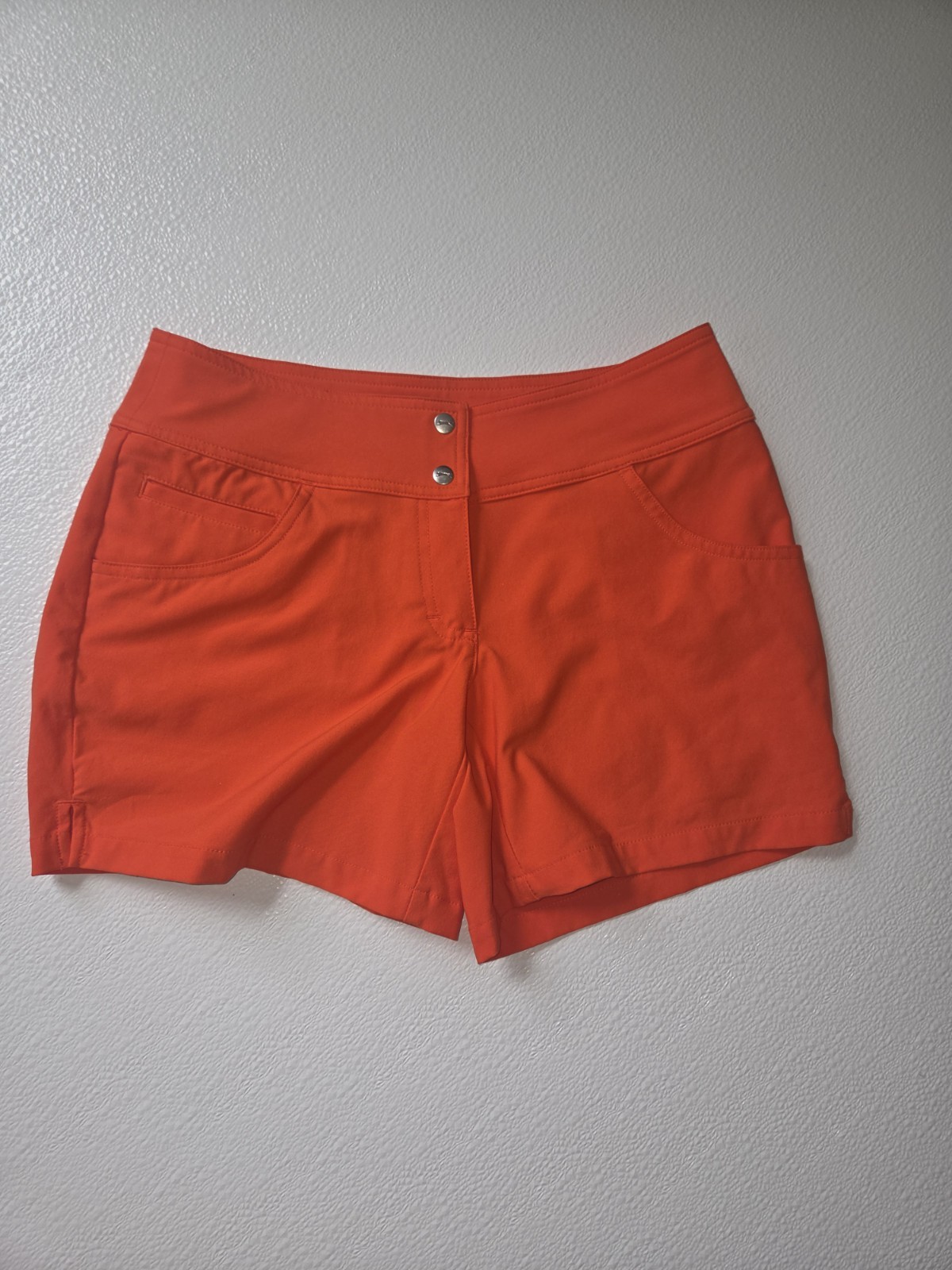 Slazenger Chino Shorts Orange Size 10 Cotton Canvas Pockets Button Closure