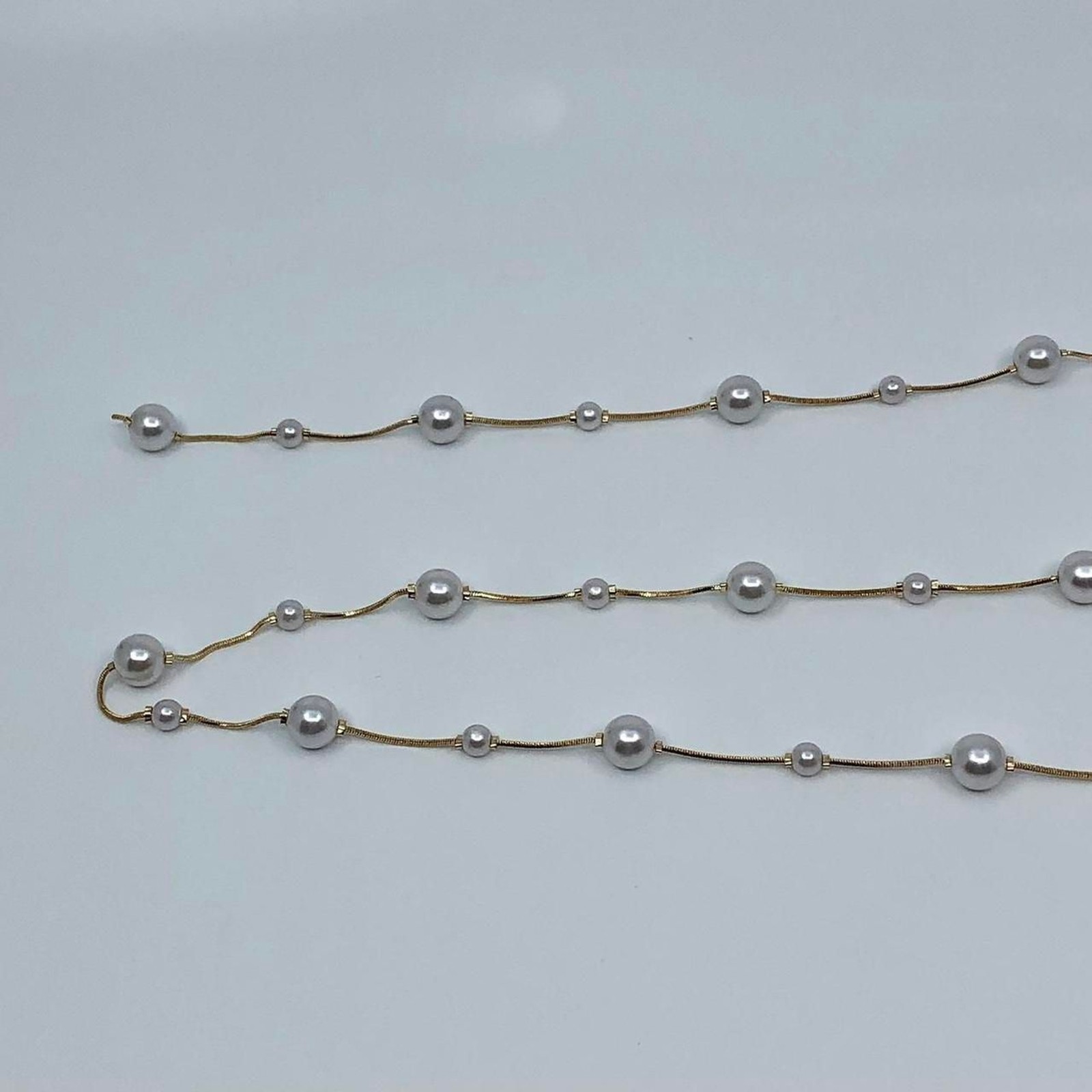Y2K Coquette Gold Faux Pearl Dangle Chain Belt, Fits Up to 40 Inches, X7GA1155