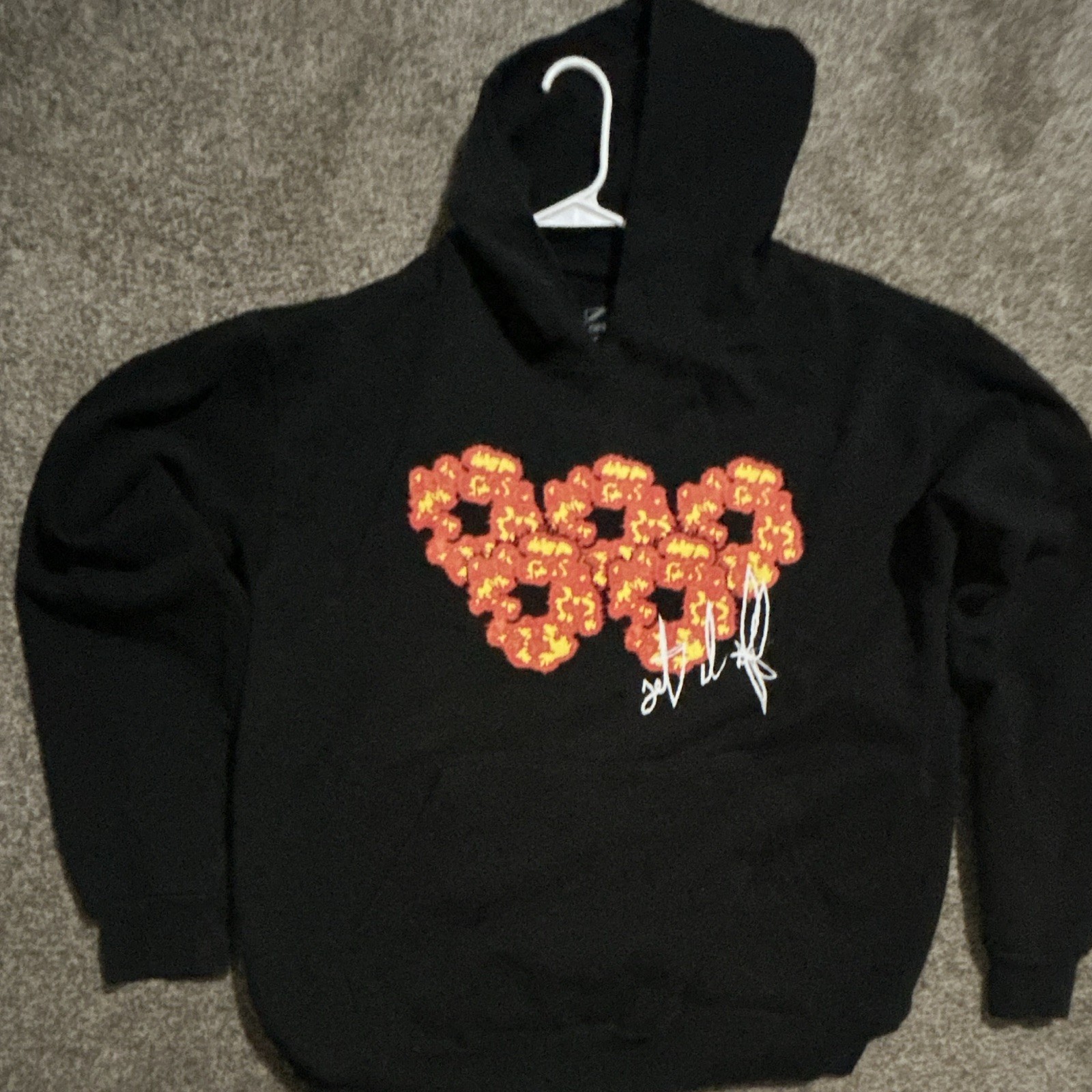 OFF-WHITE Men’s Black Pullover Hoodie 2XL Graphic Logo Drawstring Pockets