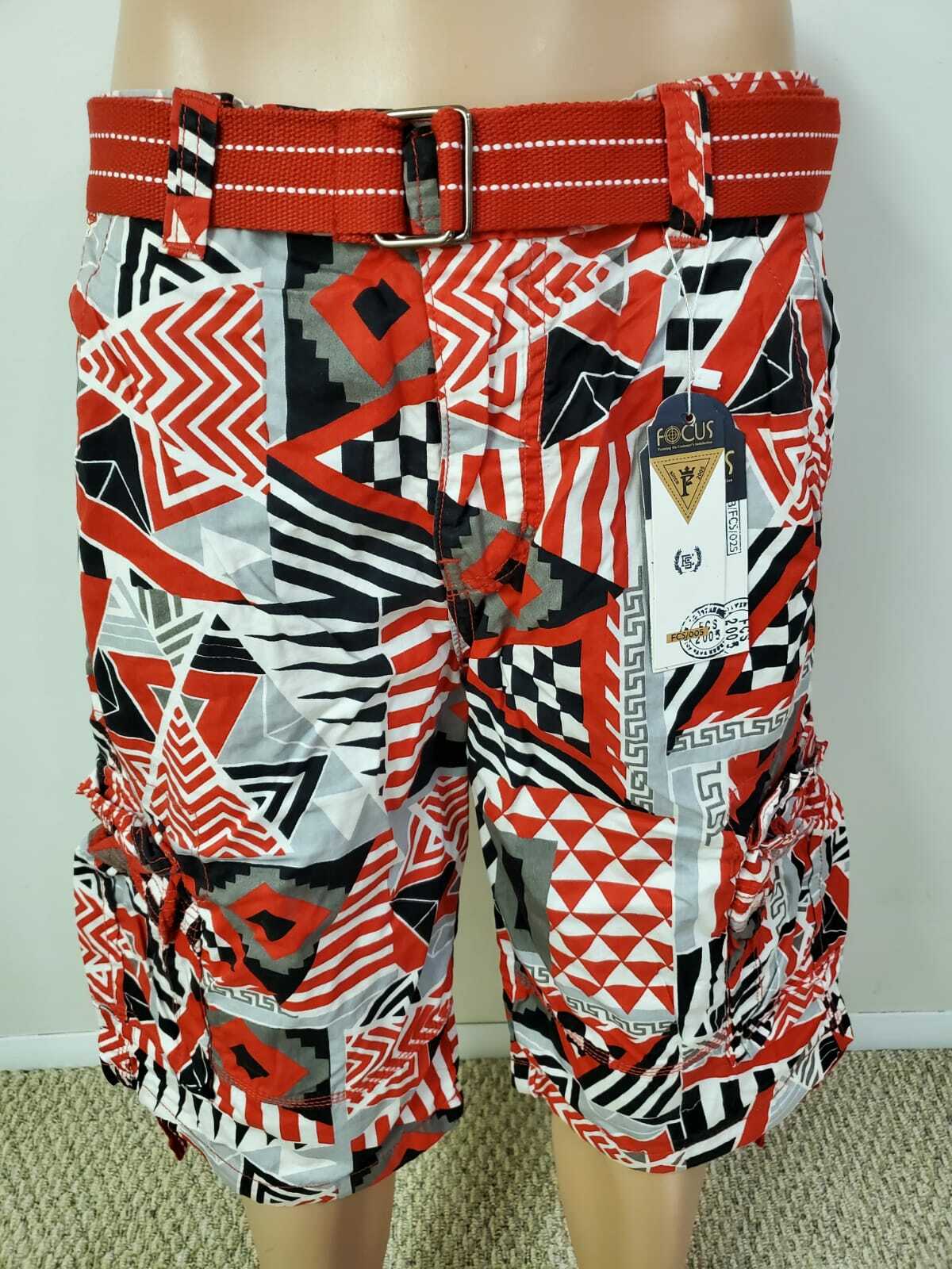 New Men’s Focus Army Camo Cargo Shorts 30 to 44 *With Belt*