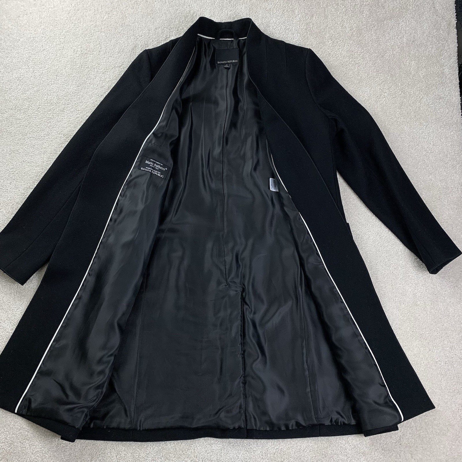Banana Republic Italian Wool Black Lined Mario Bellucci Coat