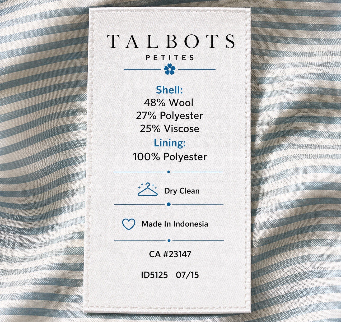 Talbots Turquoise Blazer Size 16P Fits 12P Petite Jacket Wool Blend Pockets Blue