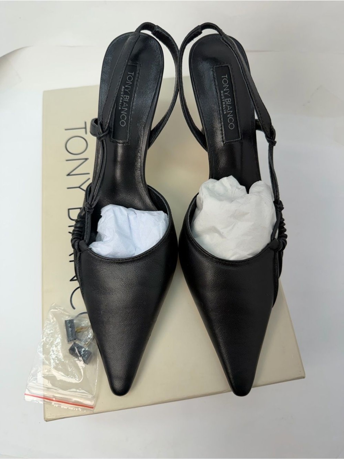 Tony Bianco Sakai Slingback Pump in Black Nappa mid kitten heel pointed toe