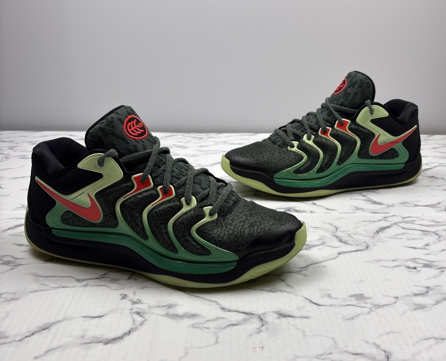 Nike KD 17 Easy Money Sniper Size 12 Green Glow In Dark Bottoms FJ9487-002 READ