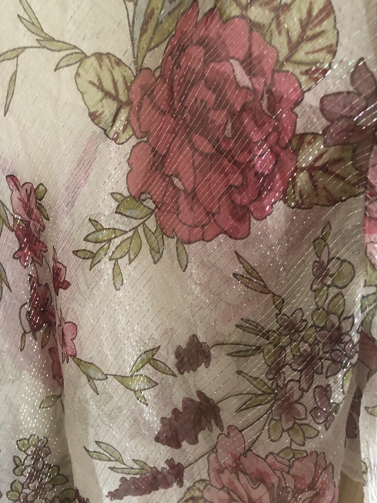 VTG Karen Kane Cami Tunic Top Silk Sheer Floral Shimmer Fairy NWT $108 Size 12