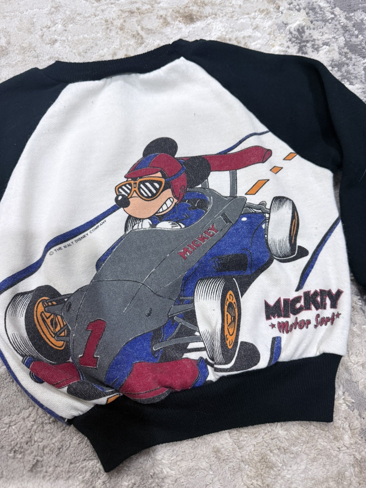 Vintage Mickey Mouse Racer Crewneck Double Sided Rare Disney Size 4t 90s USA