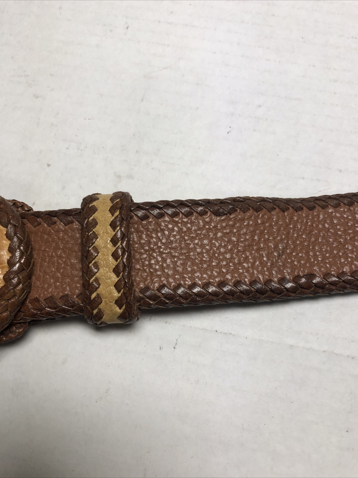 THE DIVINE TRIBE NYC OSTRICH BUCKLE WITH LEATHER BELT Size M 40 INCH