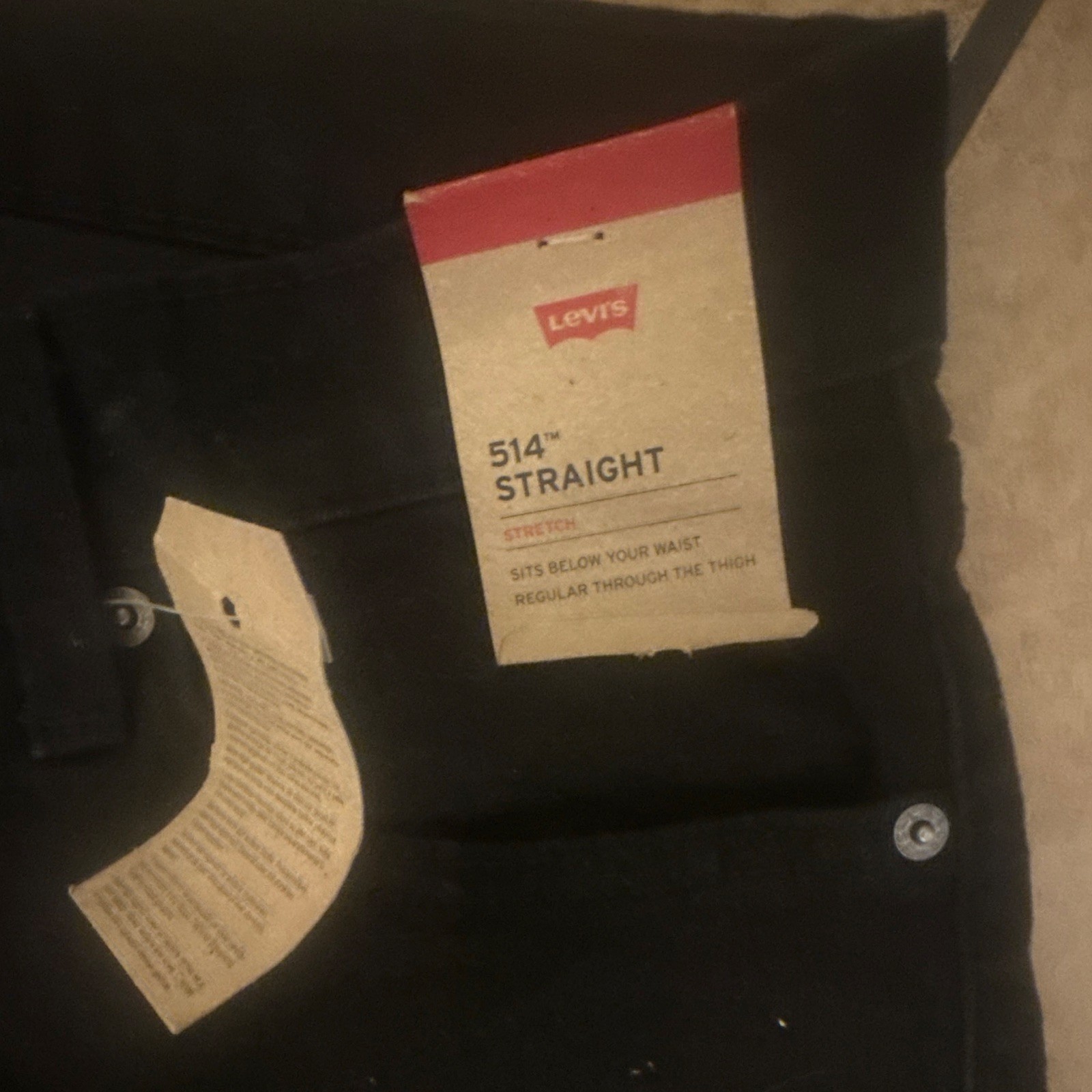Levi’s 514 Men’s Black Straight Stretch Jeans Dark Wash Low Rise 5-Pocket 31-30
