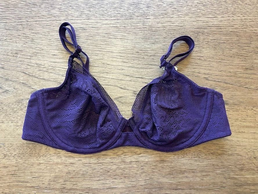 SOMA Blackberry 32B Stretch Lace Unlined Perfect Coverage Bra NEW Underwire