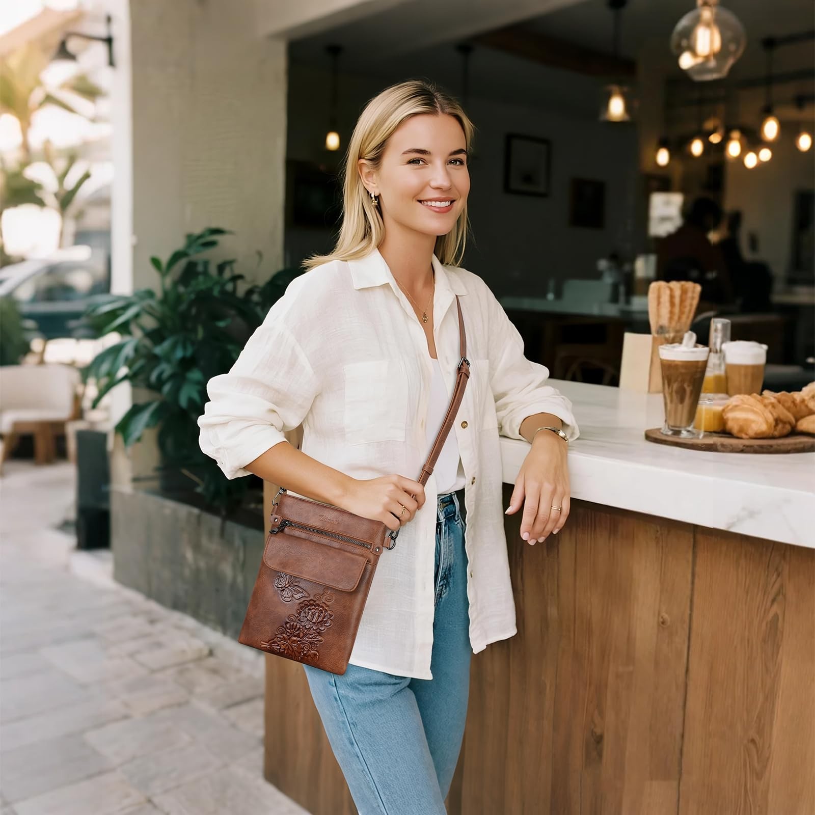 VIMUTI Small Crossbody Purse for Women, Soft Vegan 7.6 X 9.8 Inches, Brown