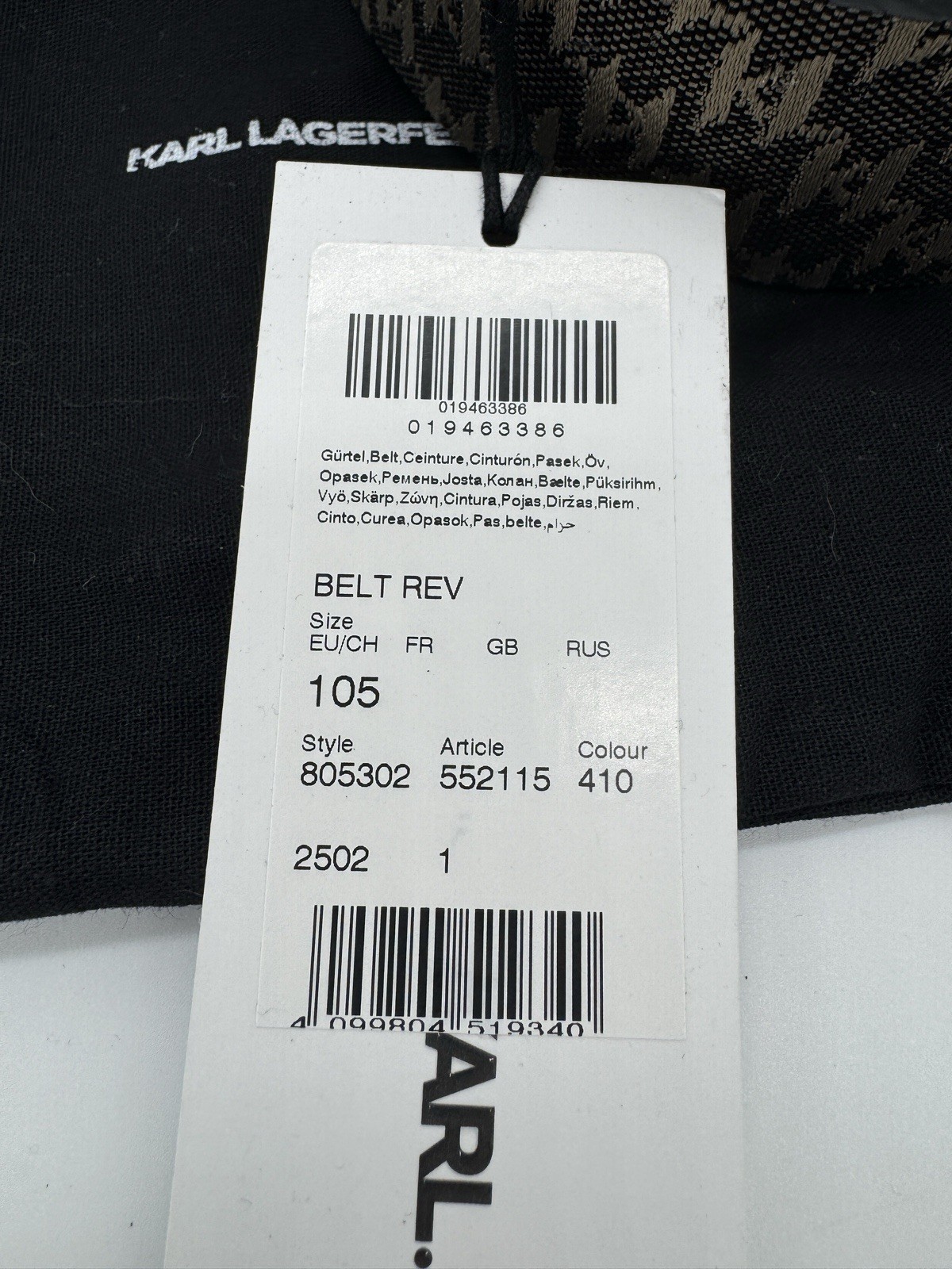 Karl Lagerfeld Men’s Reversible Monogram & Black Gunmetal Belt Size 42 NWT