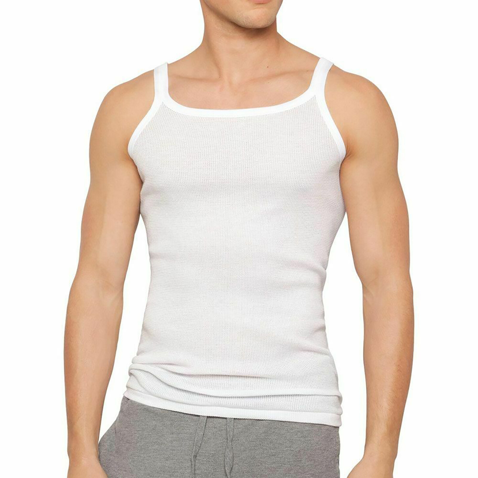 Bonds Holeproof All Seasons Waffle Knit Men White Singlet Tank Top Undergarment