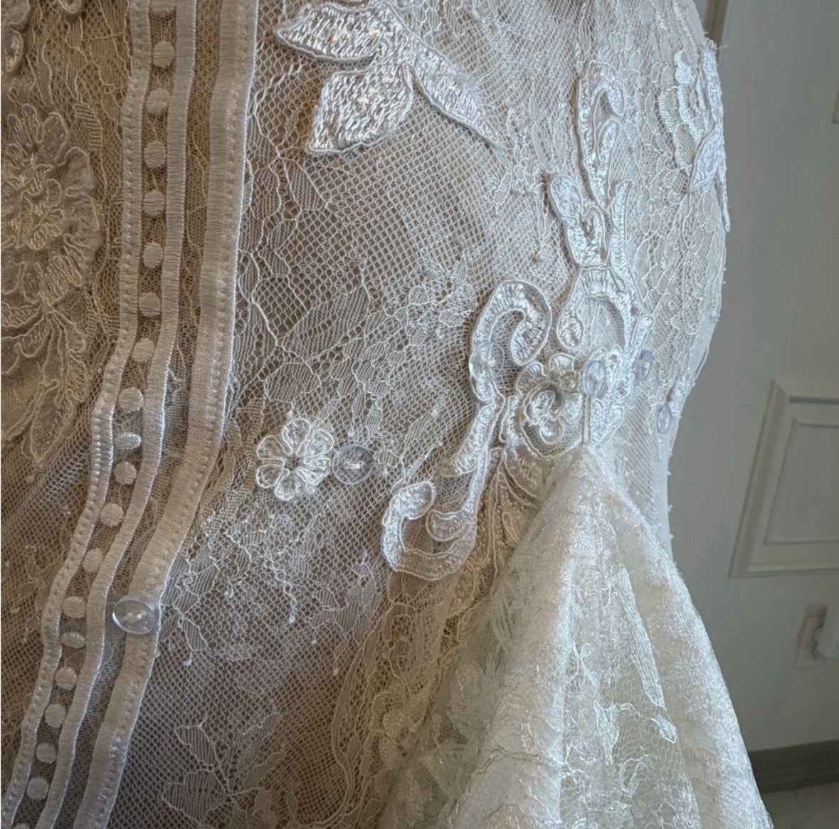 Martina Liana D3657 Size 6 Ivory Lace V-Neck Mermaid Fit & Flare Train