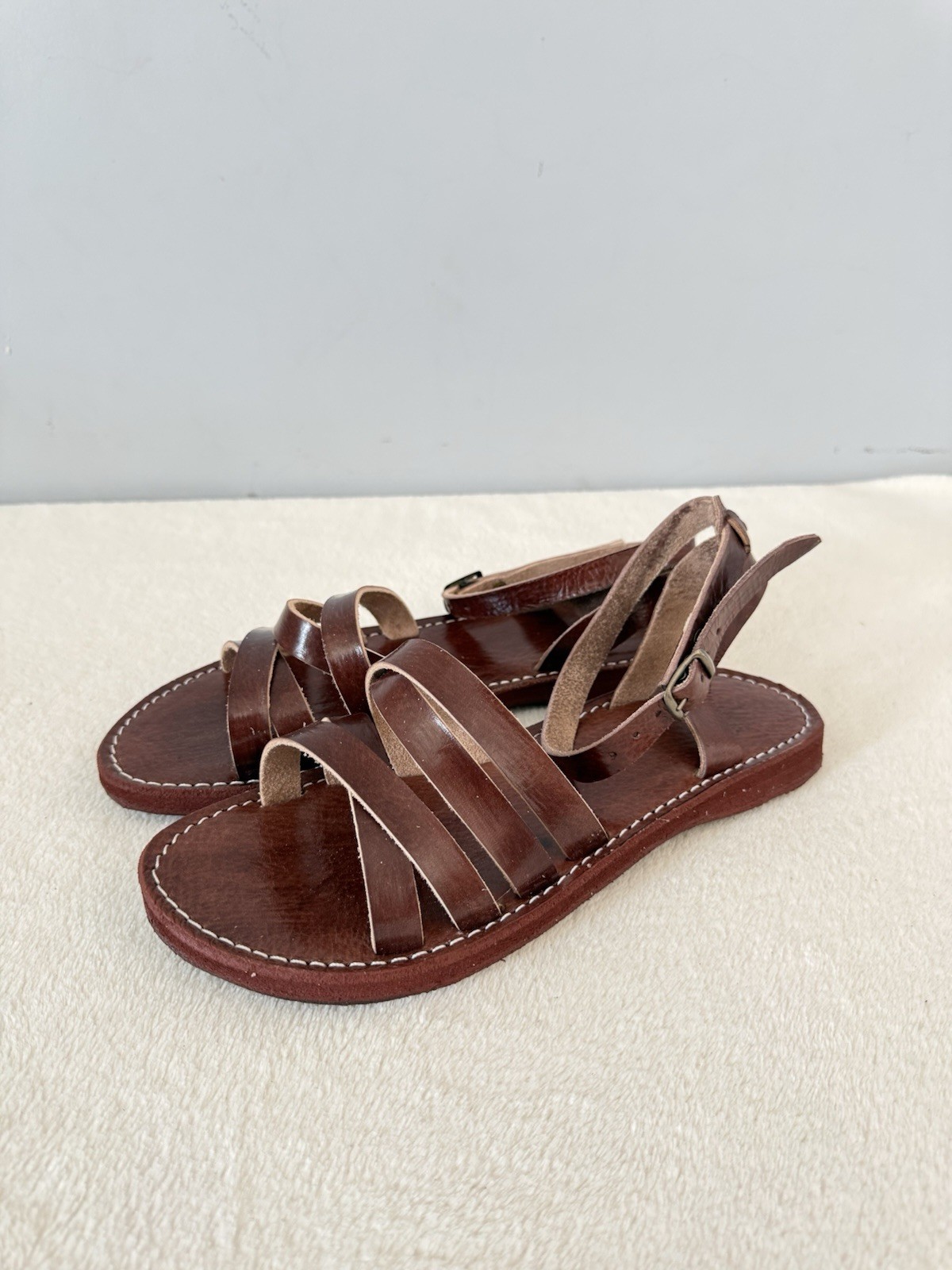 Handcrafted Genuine Leather Women’s Sandals – Four-Strap Brown | 100% Handmade