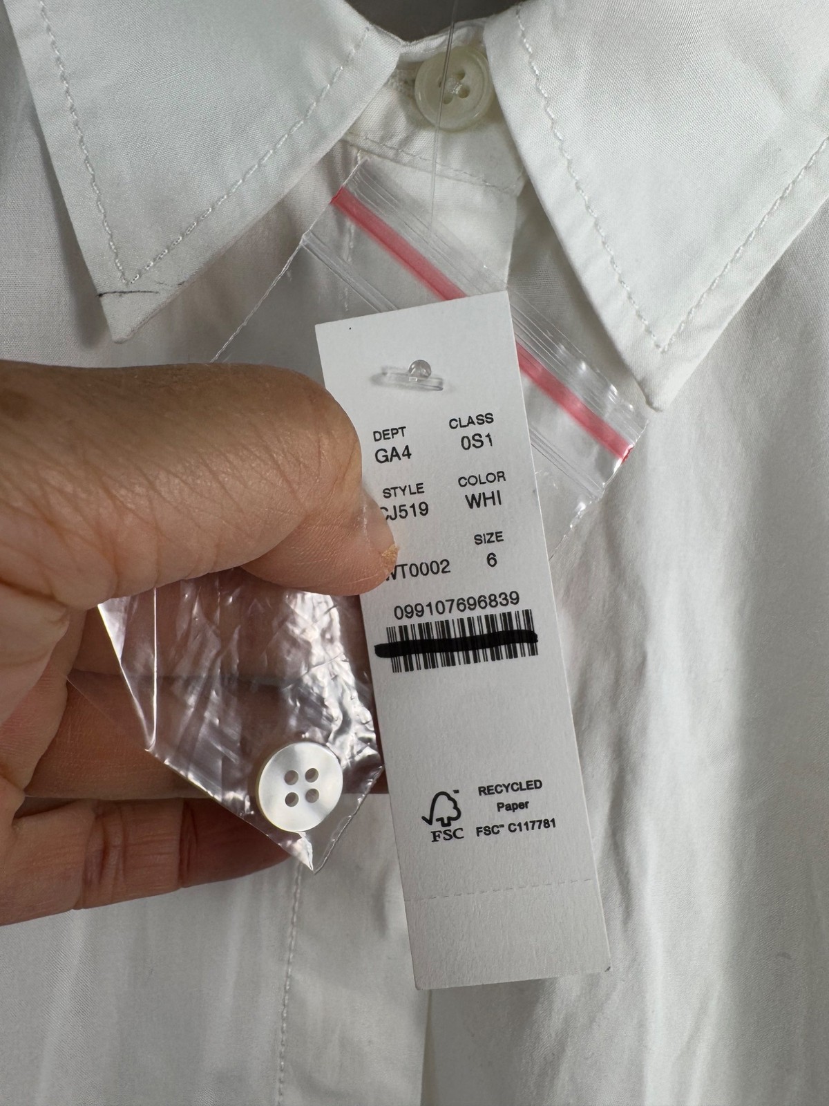 J.Crew Fitted-waist shirt-dress in cotton poplin white old money 90s Y2K sz 6