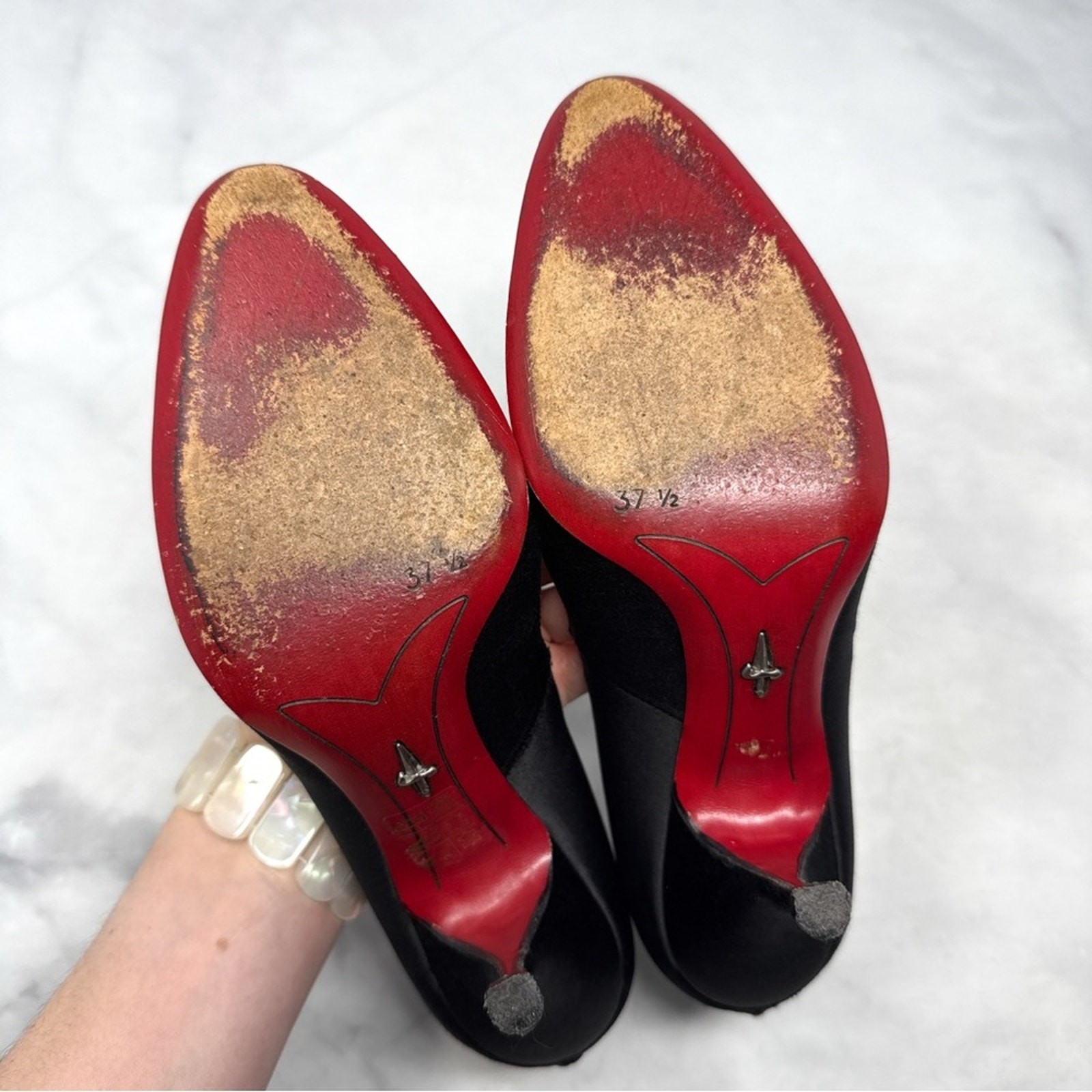 Cesare Paciotti Vintage 2005 Y2K Silk Satin Mid Height Pump Heels Black Gothic