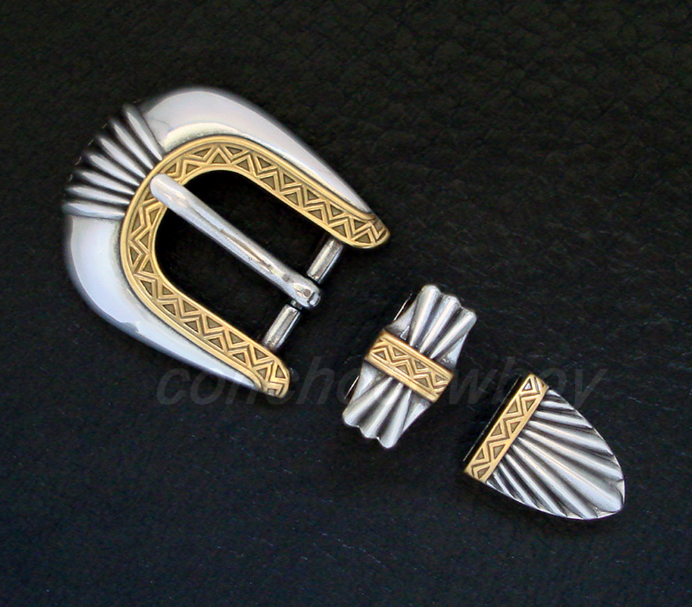 WESTERN ANTIQUE GOLD BELT BUCKLE SET FITS 3/4″ BELT for 19mm strap Buckle Set