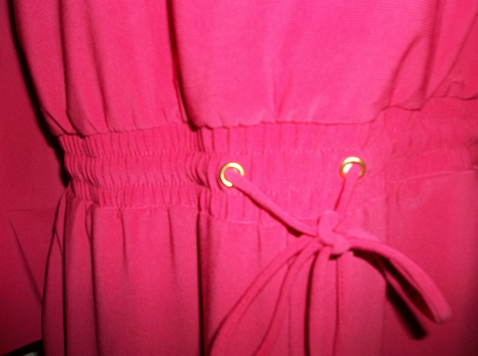 SOHO APPAREL LTD Deep Pink Career Dress Elastic Waist, Size Large, Poly/Spandex