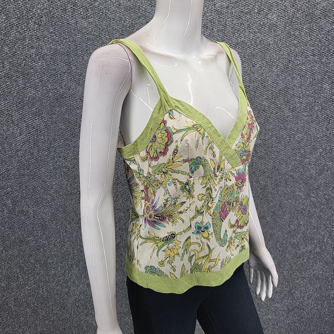 Lino Russo Womens Dressy Sleeveless Linen Cotton Top w Side Zipper Medium Size