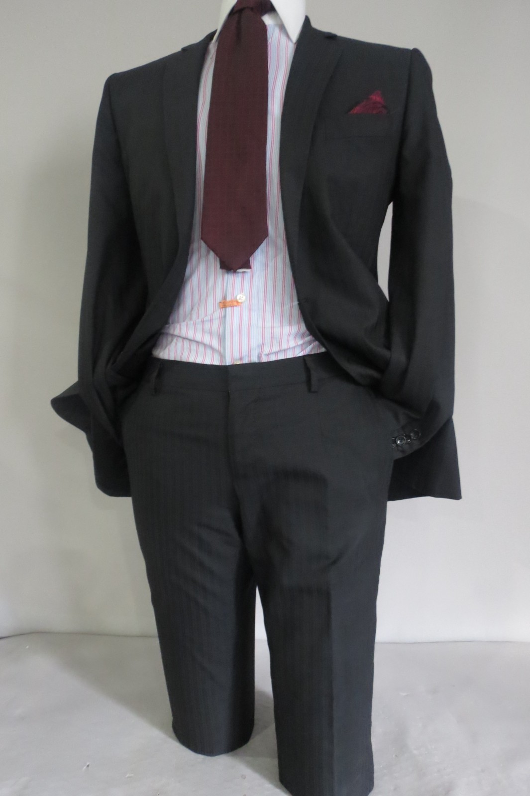 Dolce Gabbana Made in Italy Model-Regular Double Tonal black slim cut suit 40 R