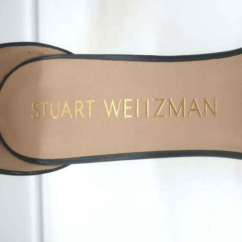Stuart Weitzman Nudistcurve Ankle Strap Sandals Black Leather Size 10 NEW
