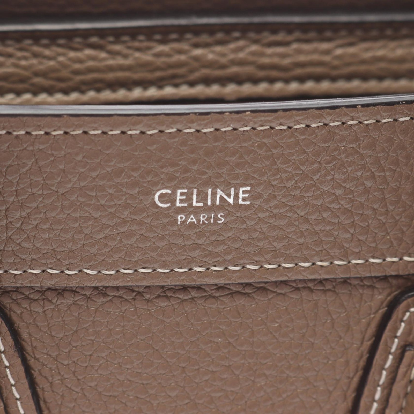 CELINE Luggage Nano Shopper Shoulder Handbag 189243 leather Gray Used Women
