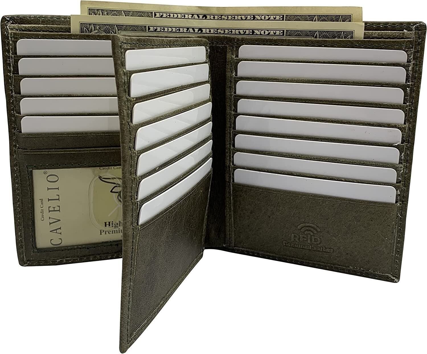 Cavelio Genuine Leather Bifold Flap Up Men Wallets RFID Blocking USA Series…