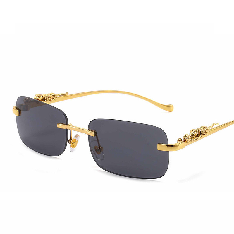 Rimless Rectangle Sunglasses Classic Frameless Eyewear Retro Candy Color Glasses
