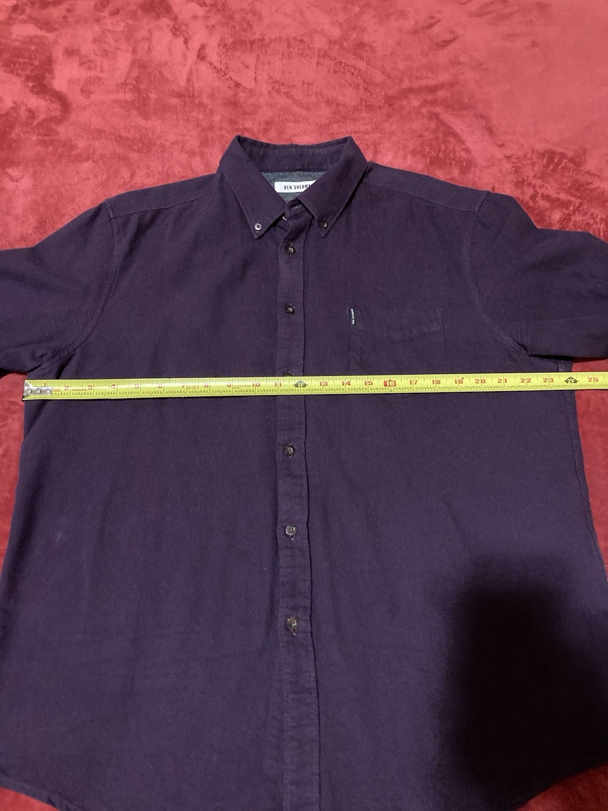 Ben Sherman Twill/Flannel Button Down Shirt Purple Men’s XXL(XL 24in pit to pit)