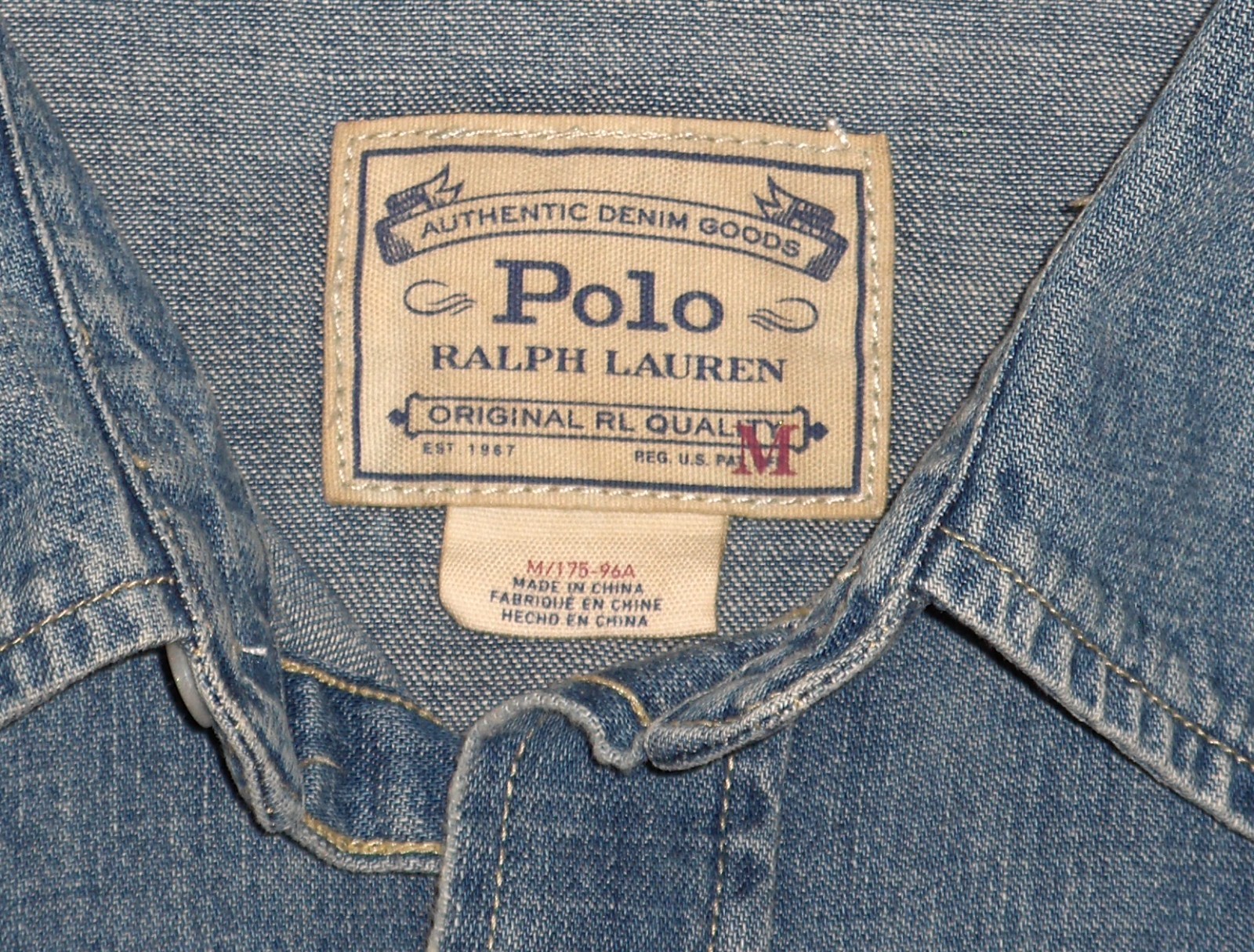 POLO RALPH LAUREN Men’s Long Sleeve Classic Fit Denim Western Snap Shirt, BLUE
