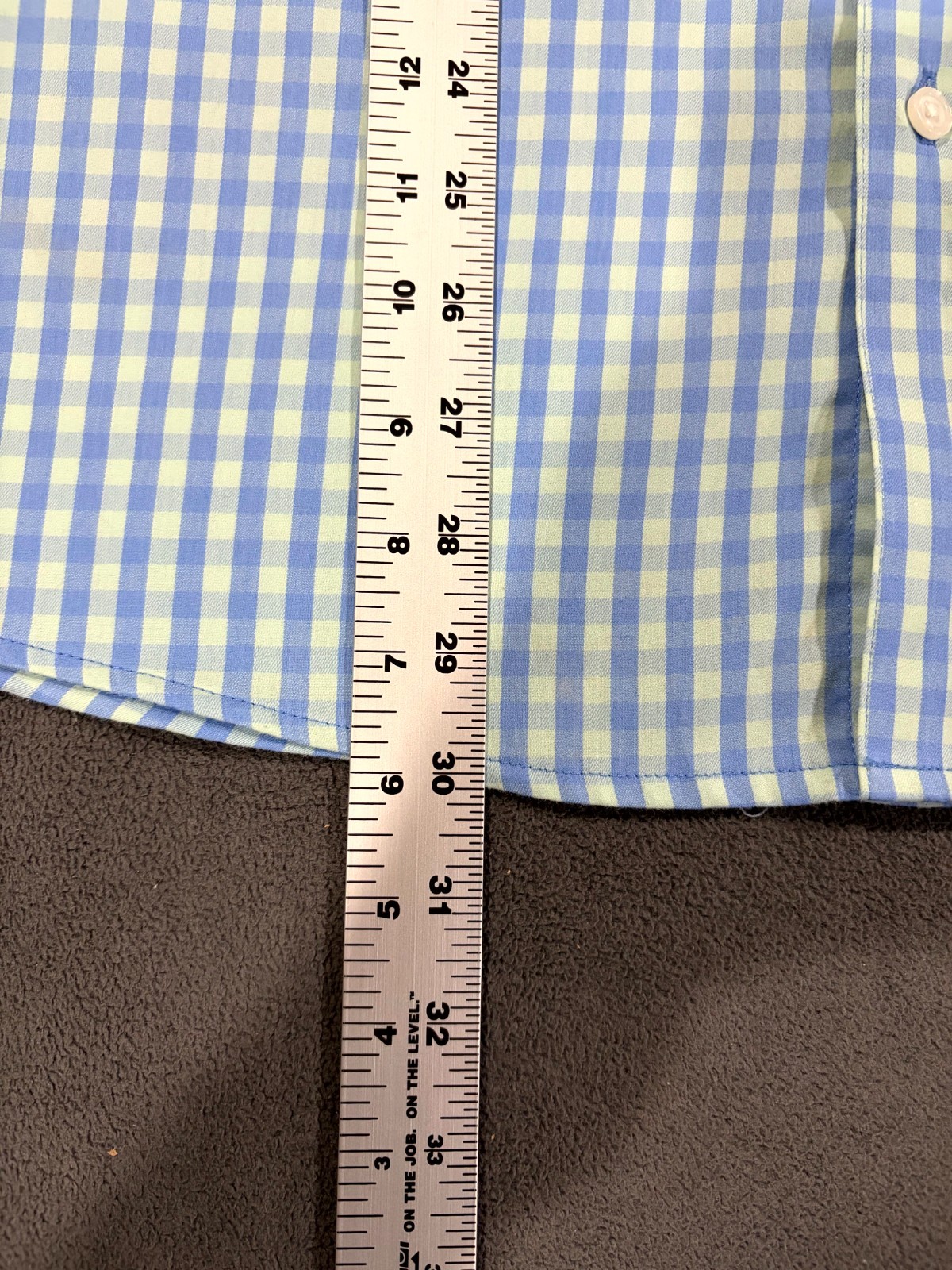 Sonoma Shirt Mens Large Gray Gingham Check Performance Stretch Pleated Button Up