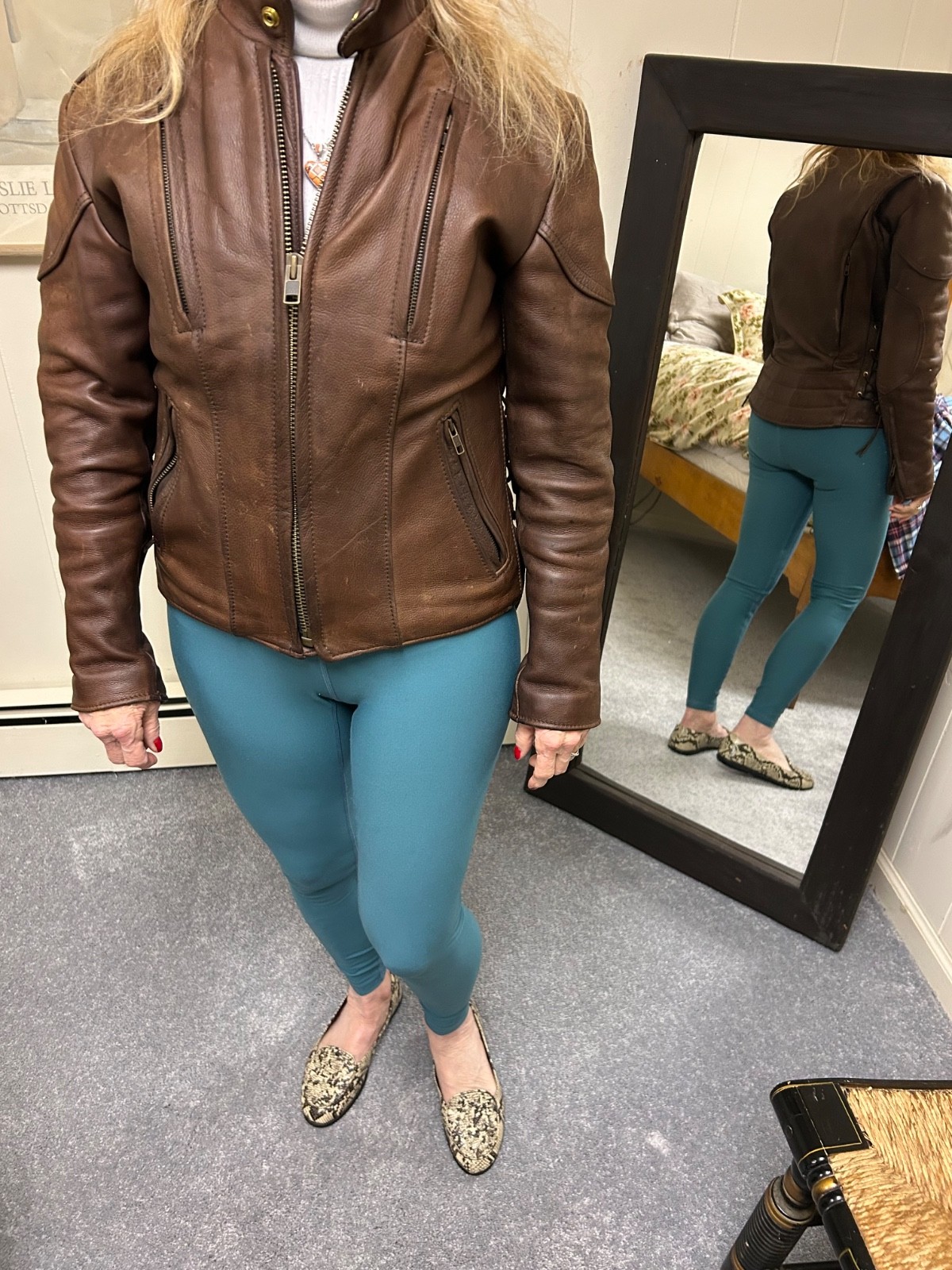 ladies Kerr leather heavyweight motorcycle jacket