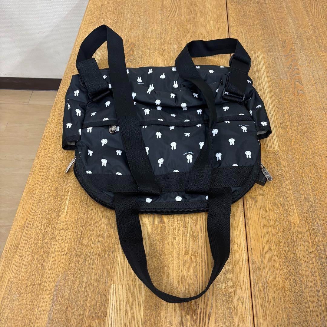 LeSportsac 2way Backpack White rabbit 13.8 x 12.6 x 4.9in From Japan Black