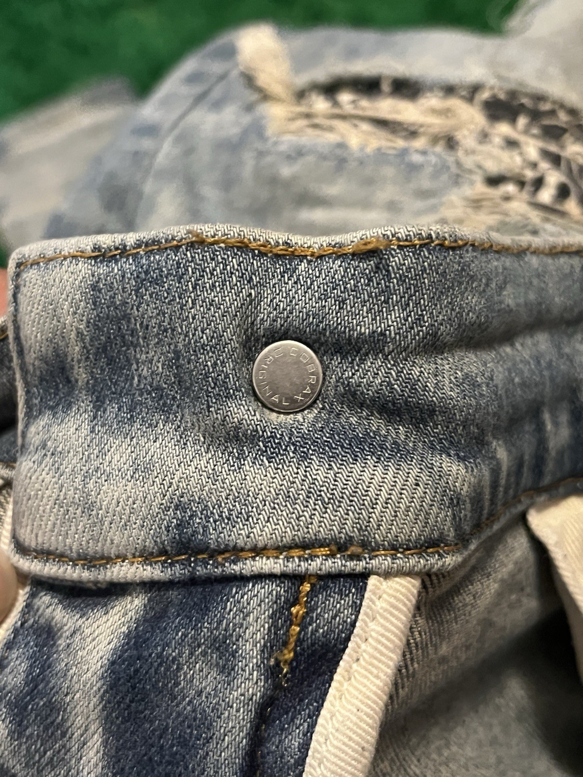 Amiri MX1 dirty indigo bandana patch jeans size 34