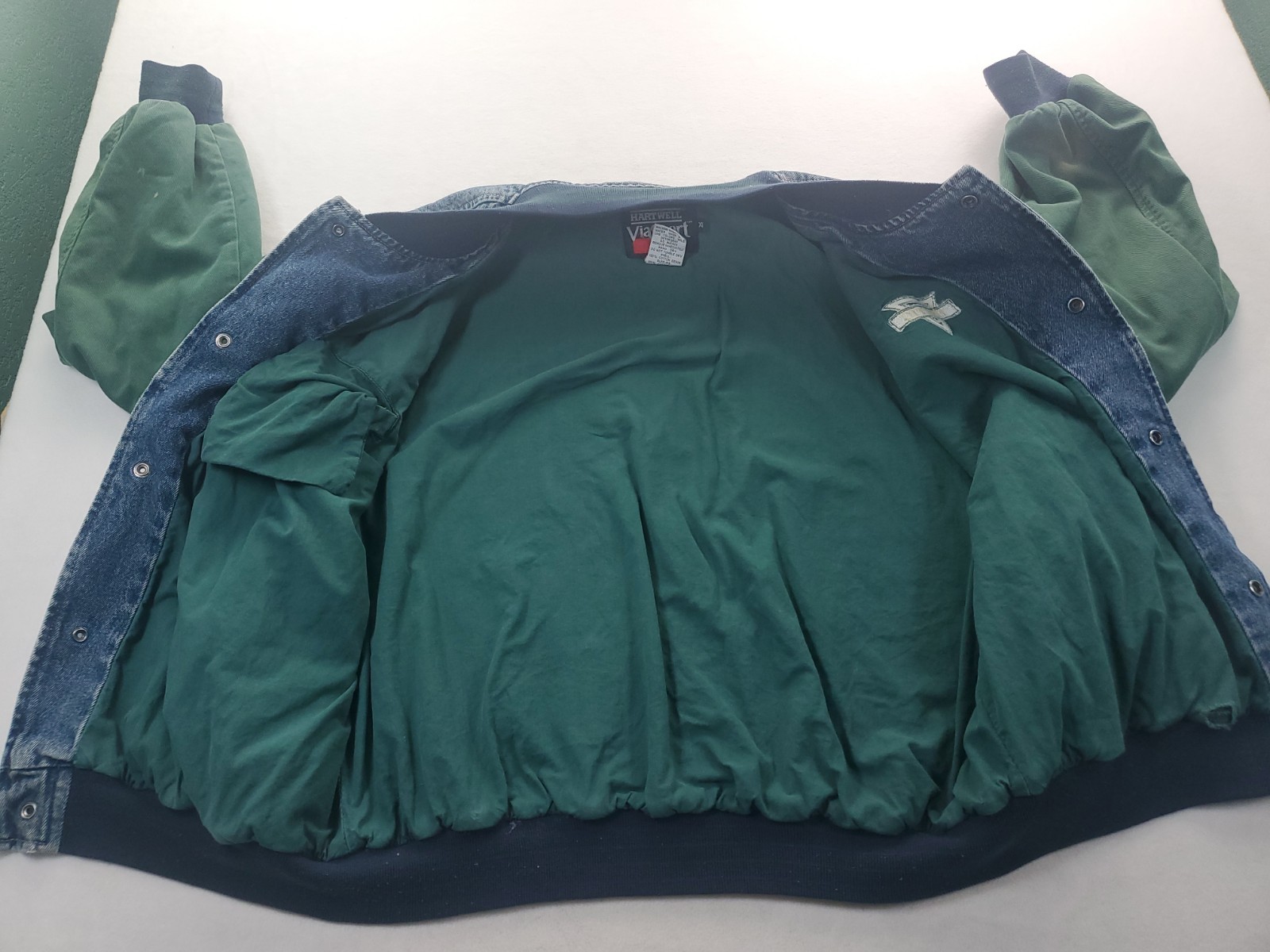 Vintage Hartwell Denim Varsity Bomber Jacket Deltic Logo Size XL