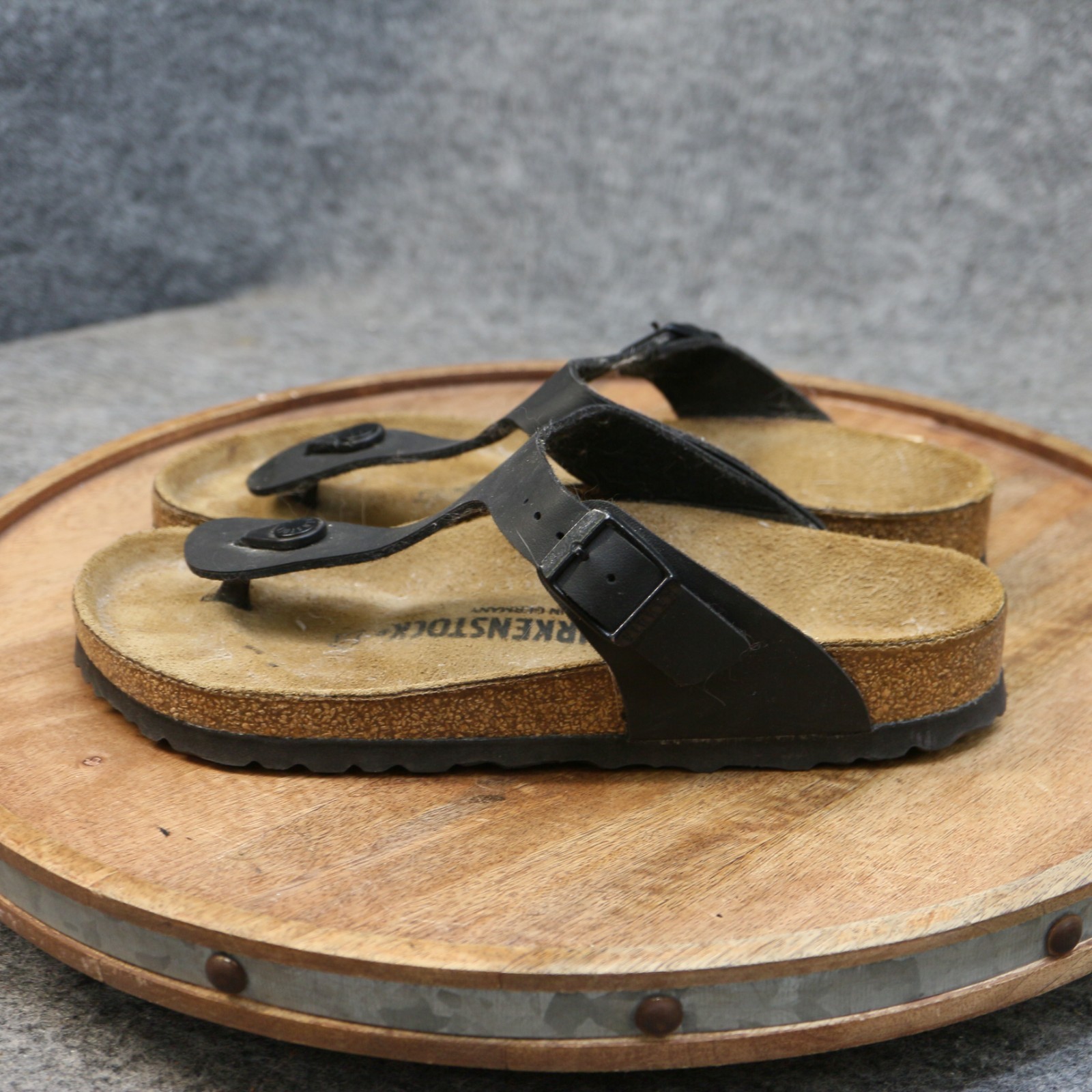 Birkenstock Womens Gizeh Black Birko-Flor Thong Sandals Size 38 US 7 Reg.