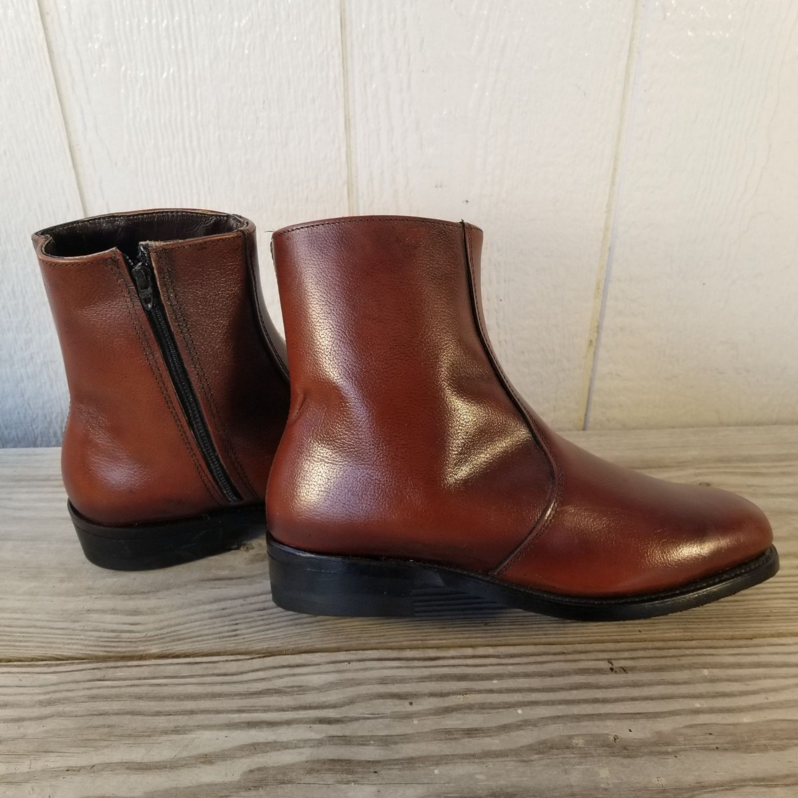 Lehigh Classic Mens Brown Leather Ankle Side Zip Boots Steel Toe 9 E 1785 USA