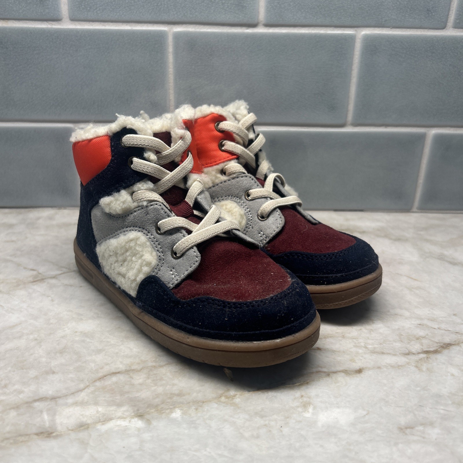 New Gap Toddler Boys High-top Boots Faux Fur Zipper Sides Size 11