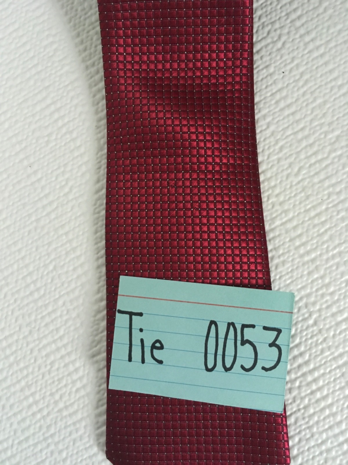 Neck Tie Dark Red with Dark Red Silver Tiny Squares 3.25 inches Wide 55 in Long