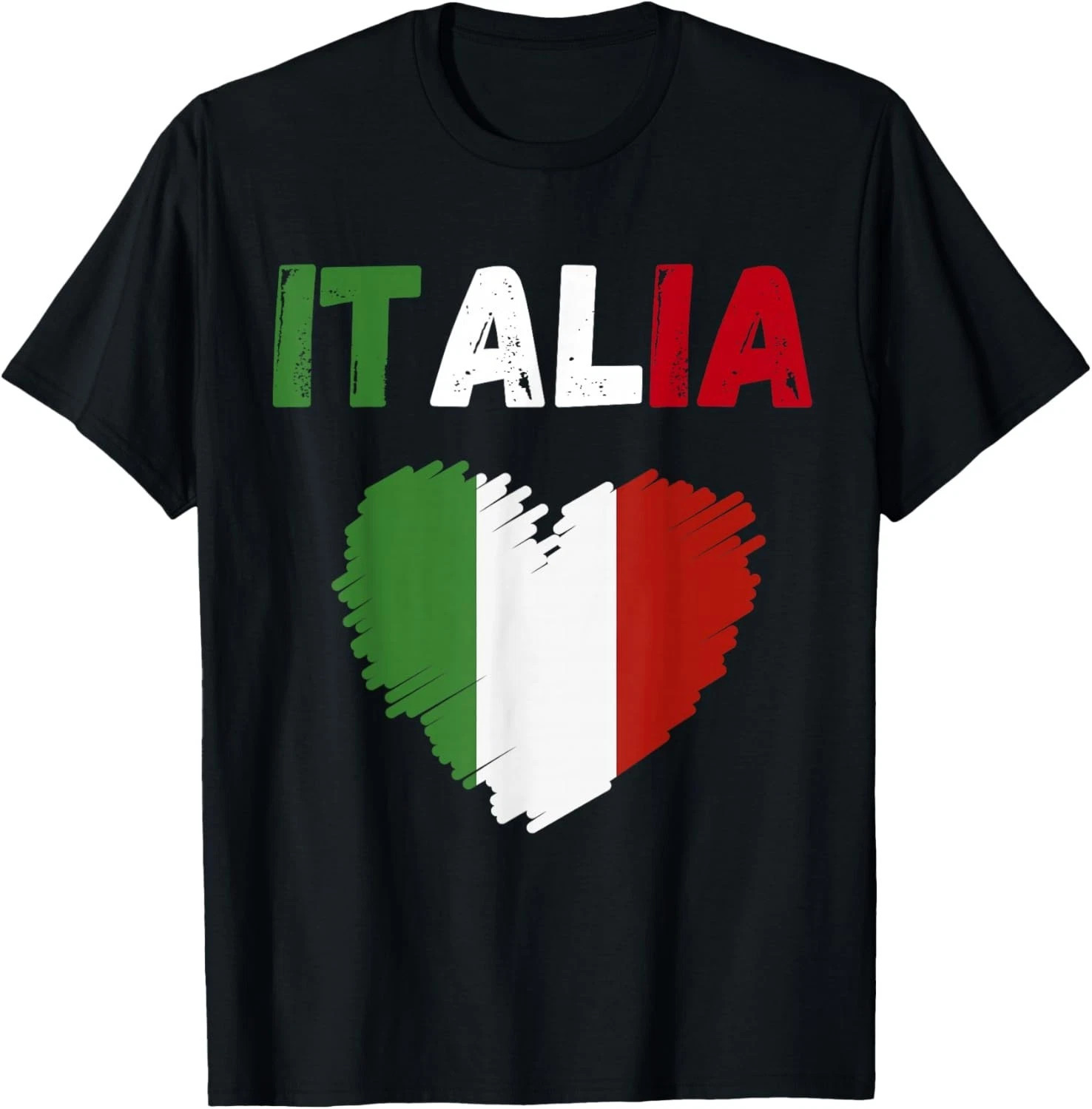 Italy Flag Holiday Italy Heart Italian Flag Black T-shirt