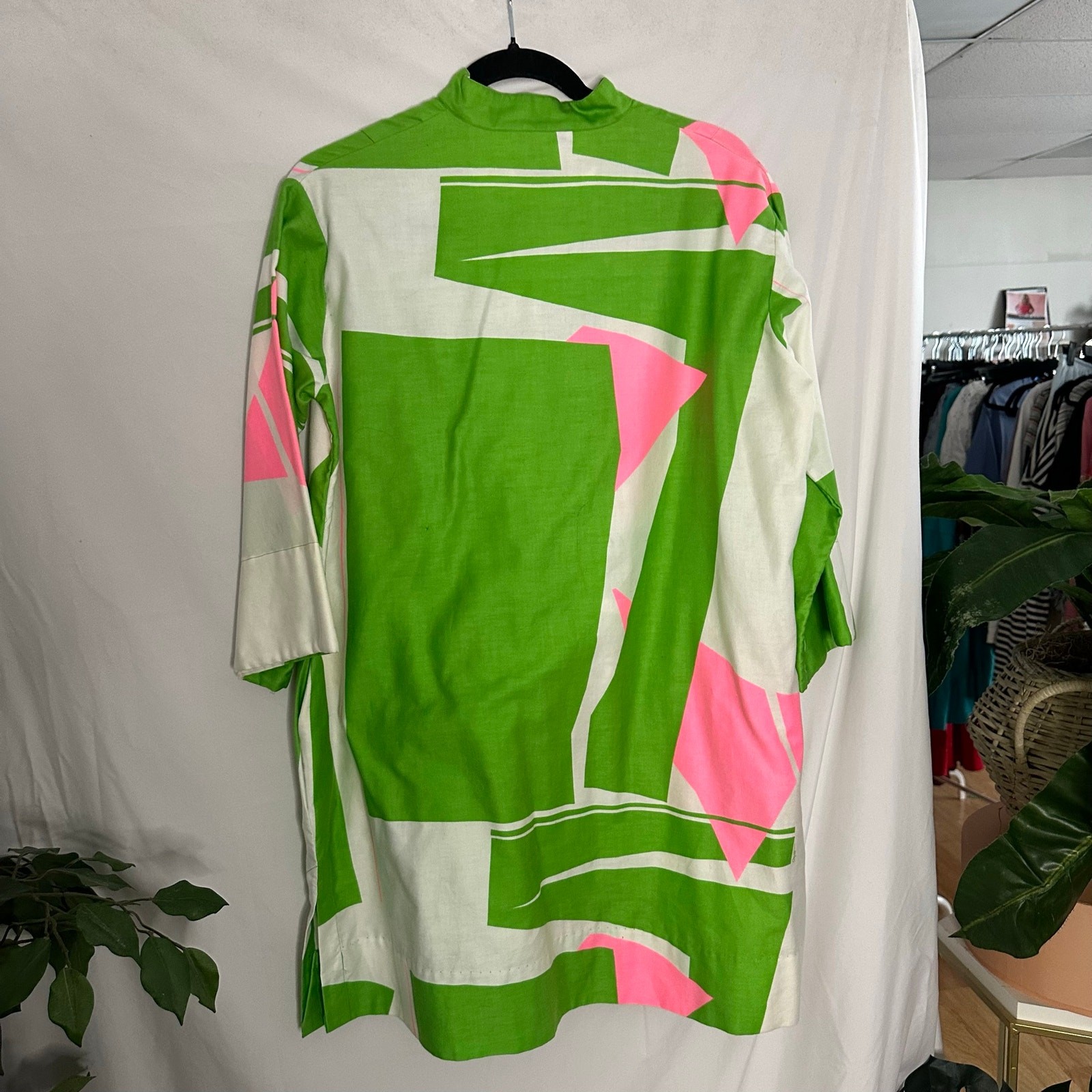 Vintage Catherine Ogust for Penthouse Gallery Mini Shirt Dress Green Pink