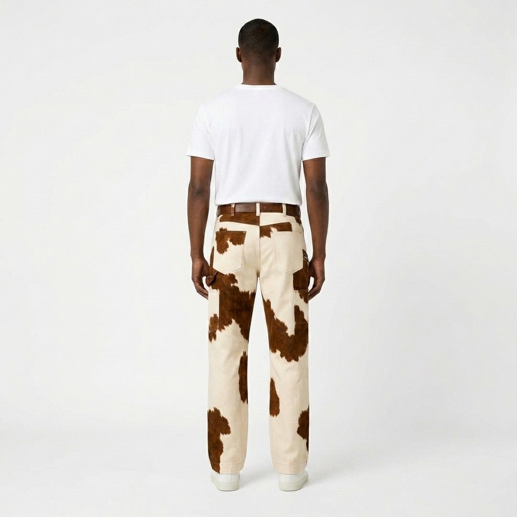 Men’s Brown Hair On Western Cowhide Leather Style Leather Pant Western Pant